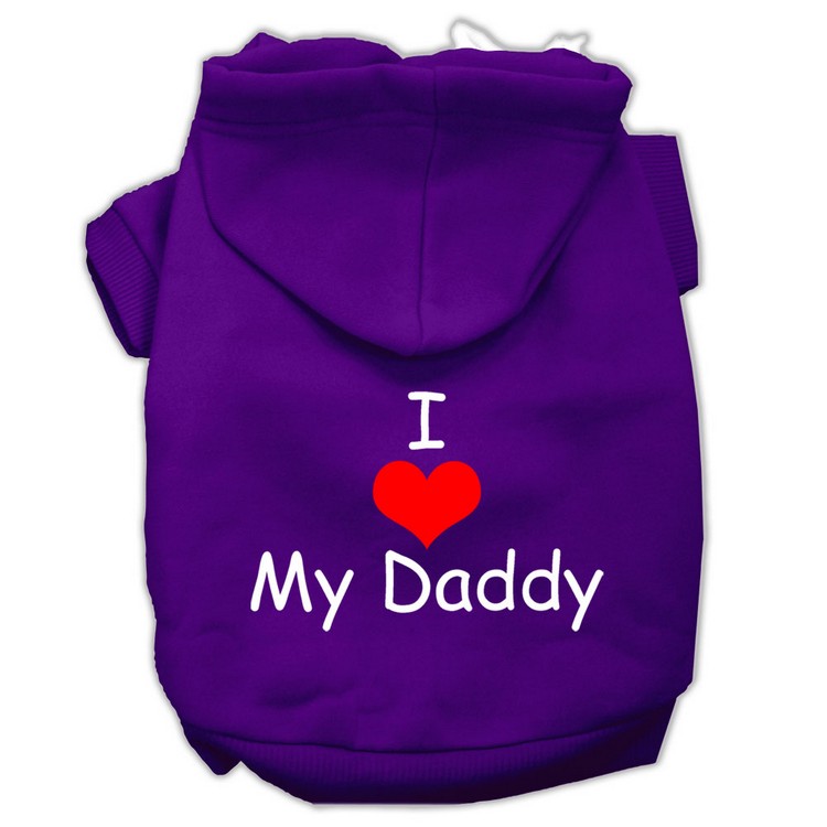 I Love My Daddy Screen Print Pet Hoodies Purple Size XS