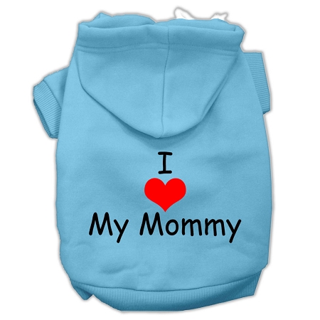 I Love My Mommy Screen Print Pet Hoodies Baby Blue Size Lg