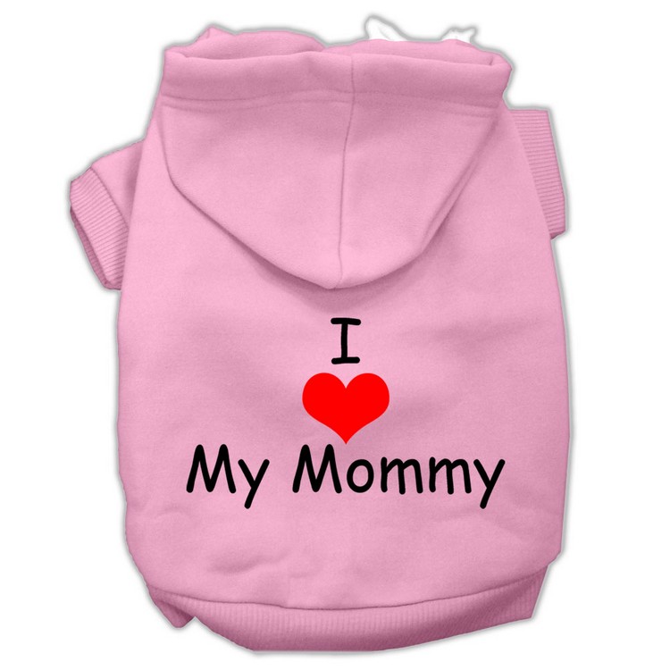 I Love My Mommy Screen Print Pet Hoodies Pink Size XS