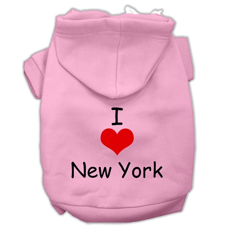 I Love New York Screen Print Pet Hoodies Pink Size XS