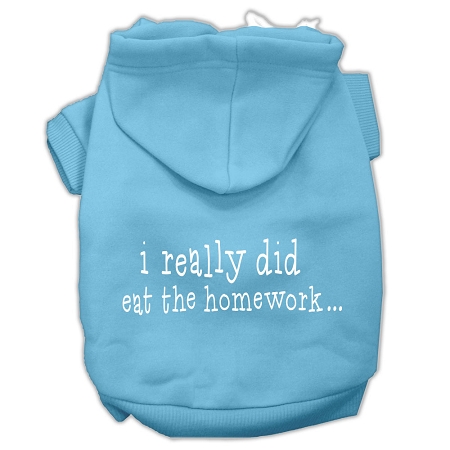 I really did eat the Homework Screen Print Pet Hoodies Baby Blue Size L
