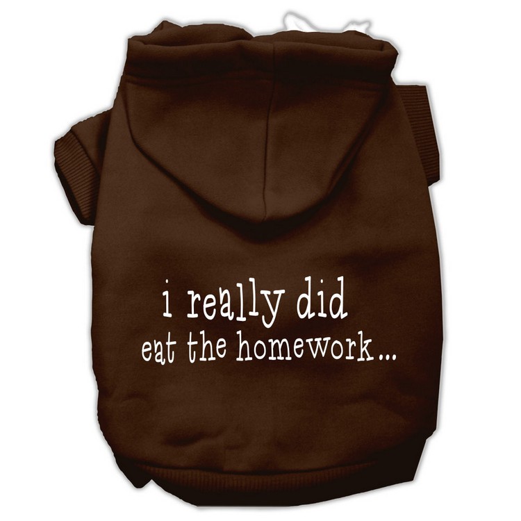 I really did eat the Homework Screen Print Pet Hoodies Brown Size L