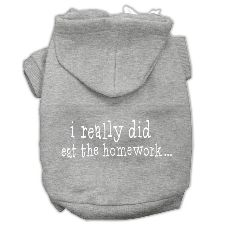 I really did eat the Homework Screen Print Pet Hoodies Grey Size XL