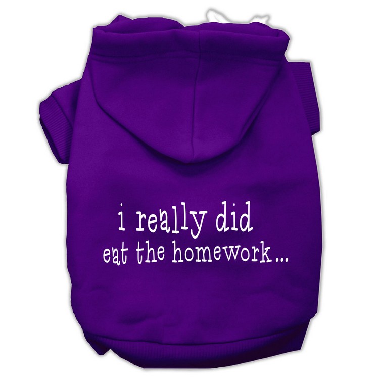 I really did eat the Homework Screen Print Pet Hoodies Purple Size L