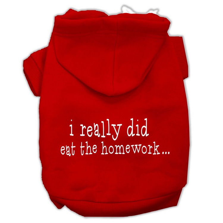 I really did eat the Homework Screen Print Pet Hoodies Red Size XXXL