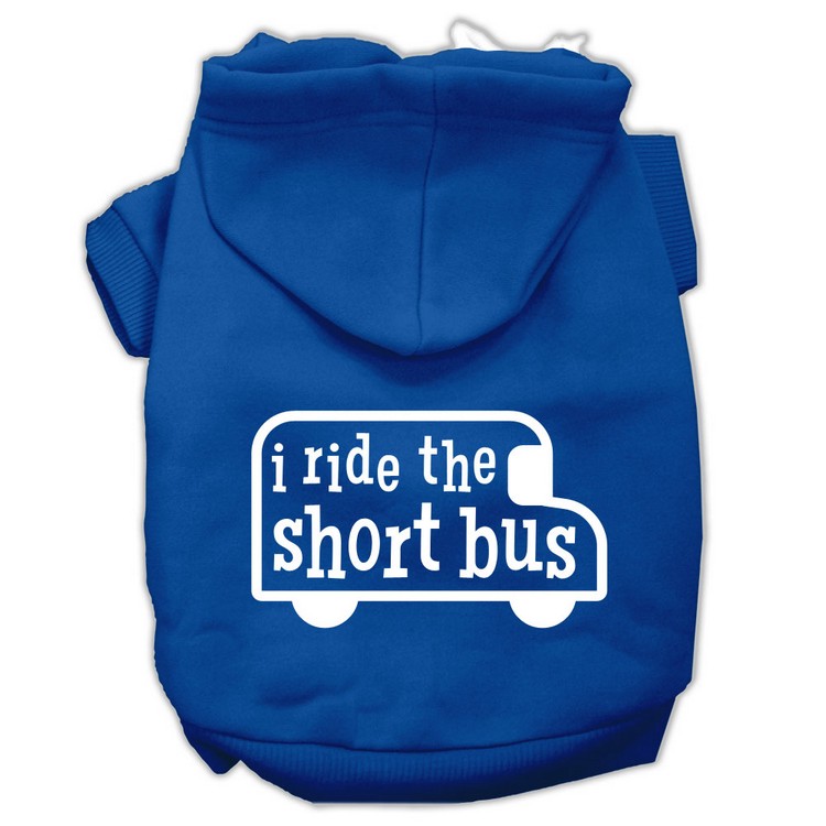 I ride the short bus Screen Print Pet Hoodies Blue Size L