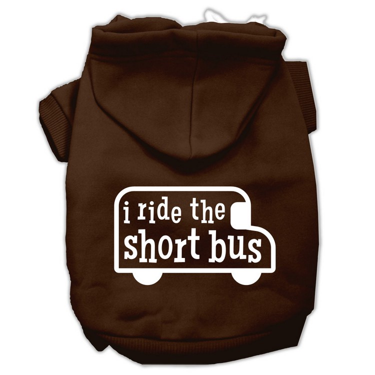 I ride the short bus Screen Print Pet Hoodies Brown Size L
