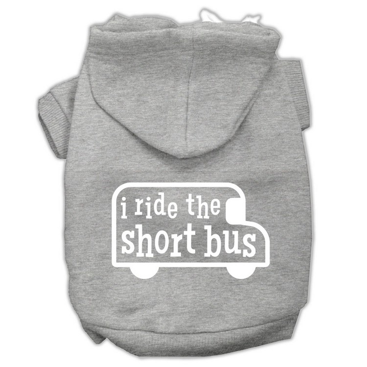 I ride the short bus Screen Print Pet Hoodies Grey Size XXL