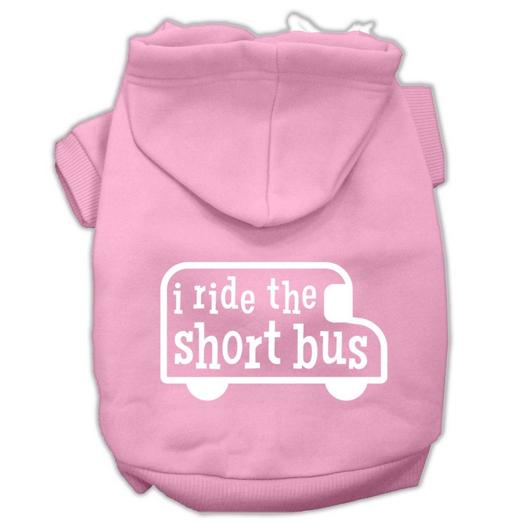 I ride the short bus Screen Print Pet Hoodies Light Pink Size S