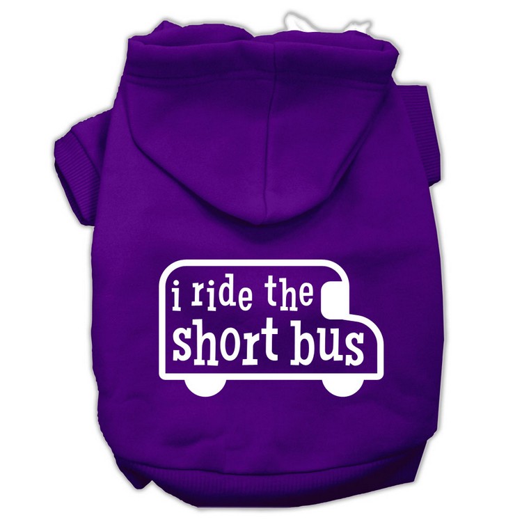 I ride the short bus Screen Print Pet Hoodies Purple Size XL