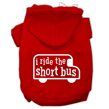 I ride the short bus Screen Print Pet Hoodies Red Size XS