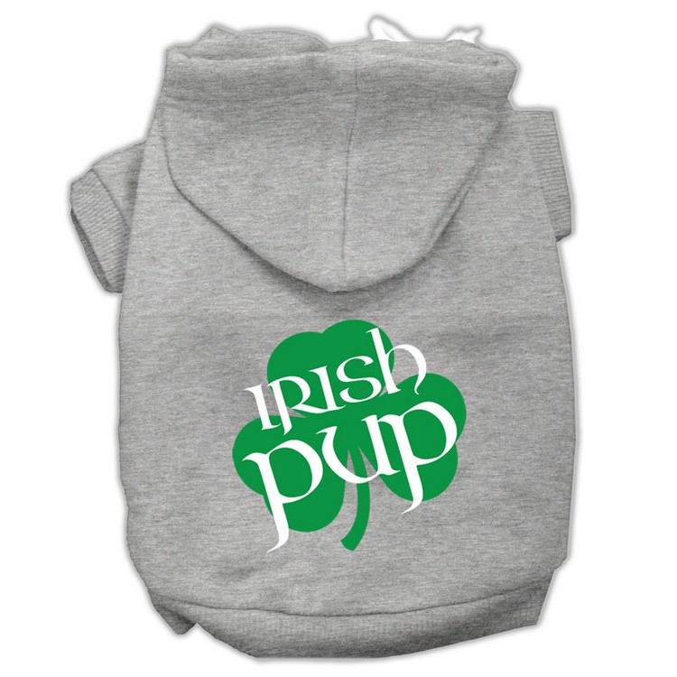 Irish Pup Screen Print Pet Hoodies Grey Size XL