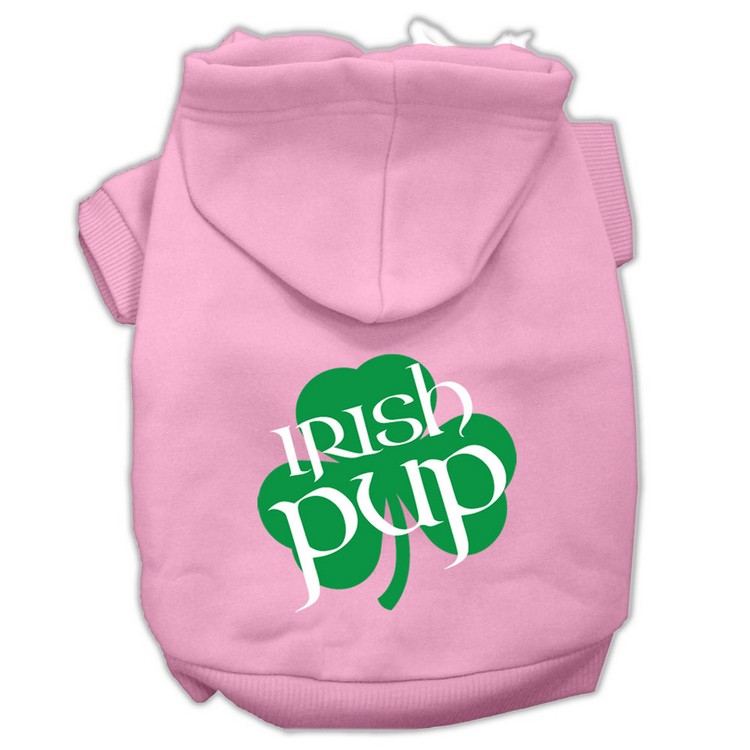 Irish Pup Screen Print Pet Hoodies Light Pink Size XS