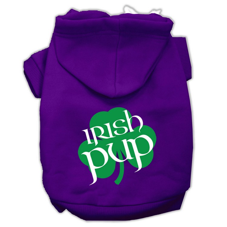 Irish Pup Screen Print Pet Hoodies Purple Size XS