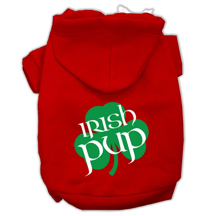 Irish Pup Screen Print Pet Hoodies Red Size XS