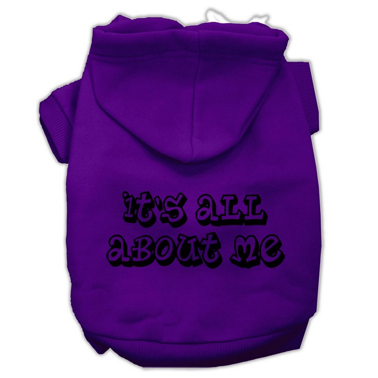 It's All About Me Screen Print Pet Hoodies Purple Size Lg