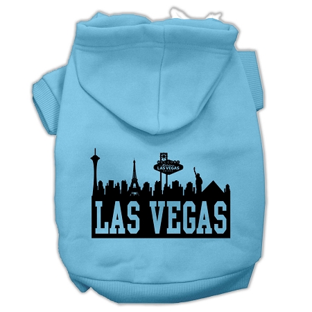 Las Vegas Skyline Screen Print Pet Hoodies Baby Blue Size Sm