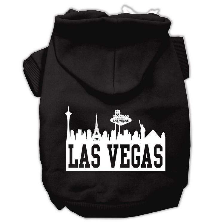 Las Vegas Skyline Screen Print Pet Hoodies Black Size Sm