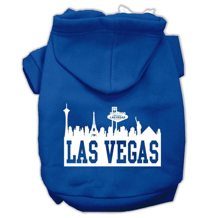 Las Vegas Skyline Screen Print Pet Hoodies Blue Size Sm