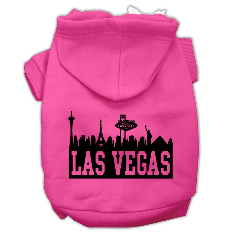 Las Vegas Skyline Screen Print Pet Hoodies Bright Pink Size XS