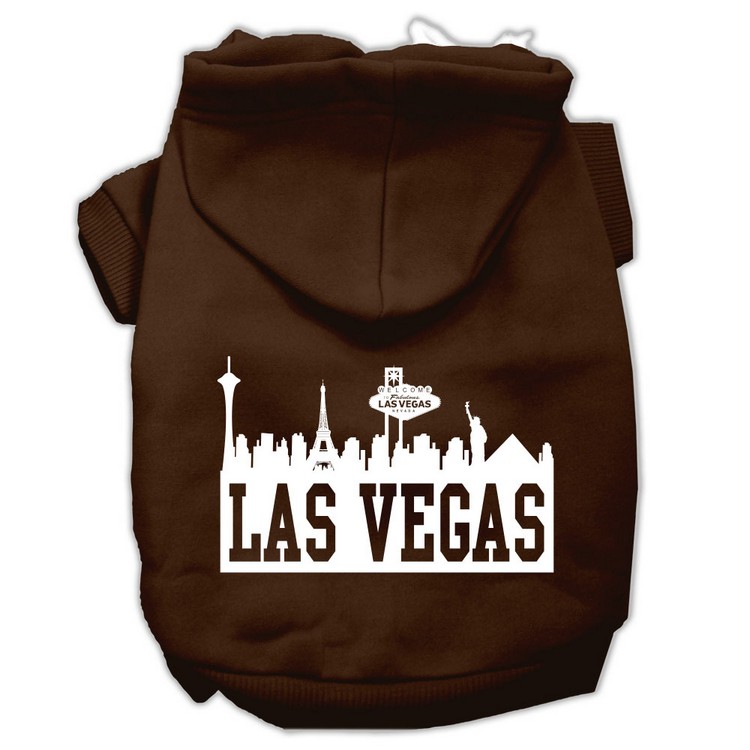 Las Vegas Skyline Screen Print Pet Hoodies Brown Size XXXL