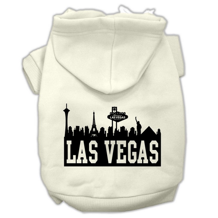 Las Vegas Skyline Screen Print Pet Hoodies Cream Size Lg