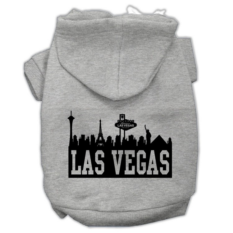 Las Vegas Skyline Screen Print Pet Hoodies Grey Size XS