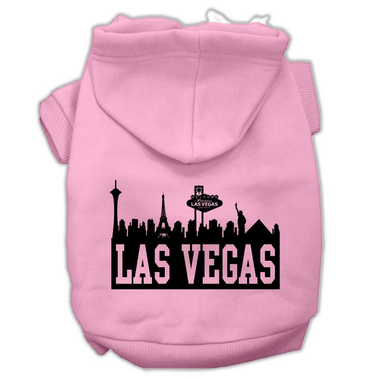 Las Vegas Skyline Screen Print Pet Hoodies Light Pink Size Med