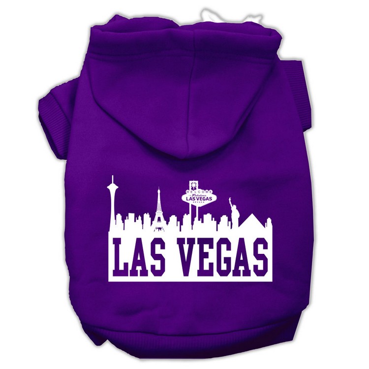 Las Vegas Skyline Screen Print Pet Hoodies Purple Size XL