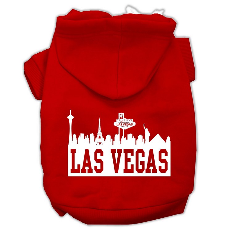 Las Vegas Skyline Screen Print Pet Hoodies Red Size Med