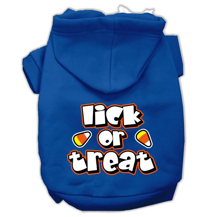 Lick Or Treat Screen Print Pet Hoodies Blue Size Med