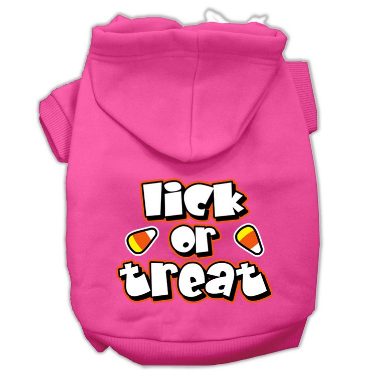Lick Or Treat Screen Print Pet Hoodies Bright Pink Size S
