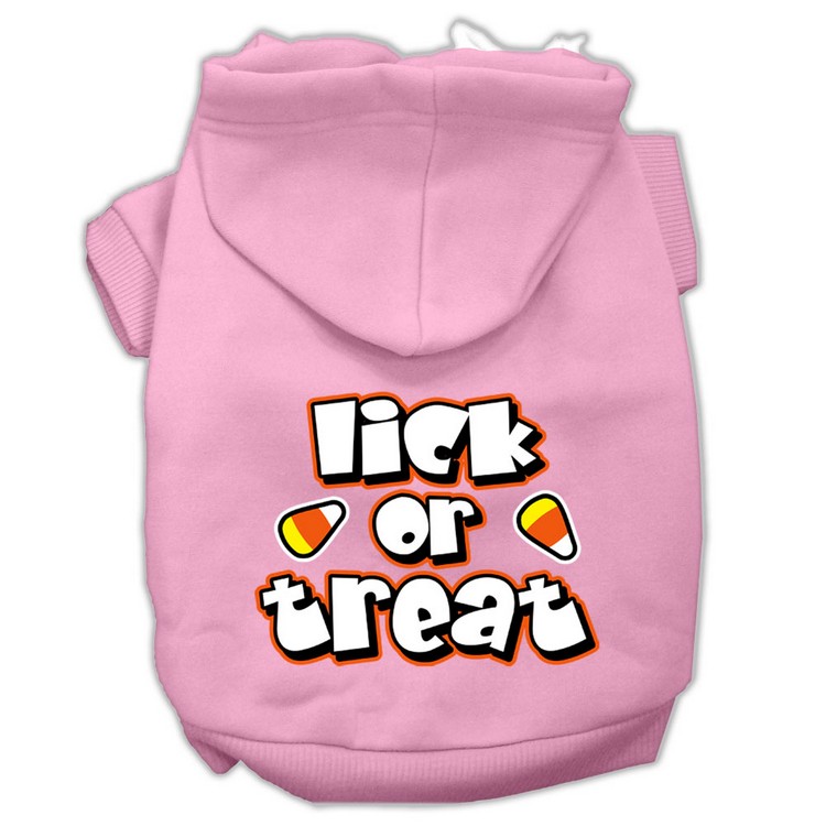 Lick Or Treat Screen Print Pet Hoodies Light Pink Size M