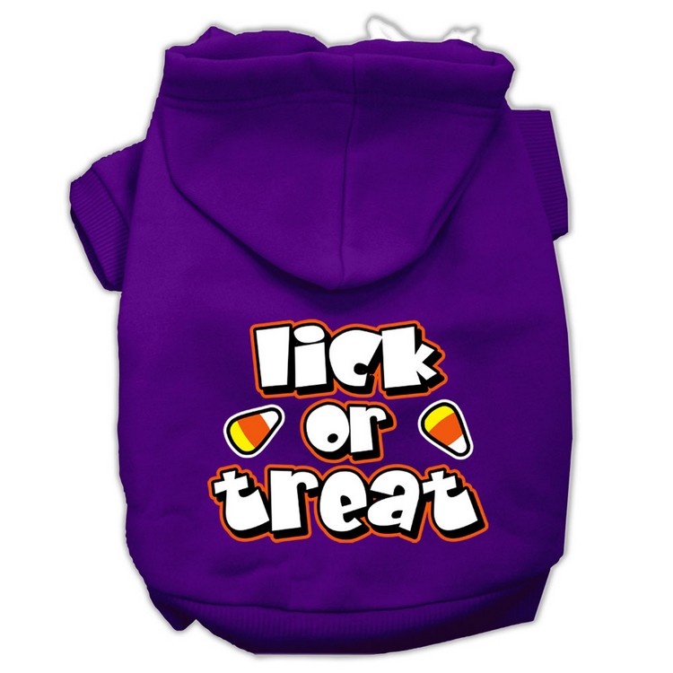 Lick Or Treat Screen Print Pet Hoodies Purple Size M