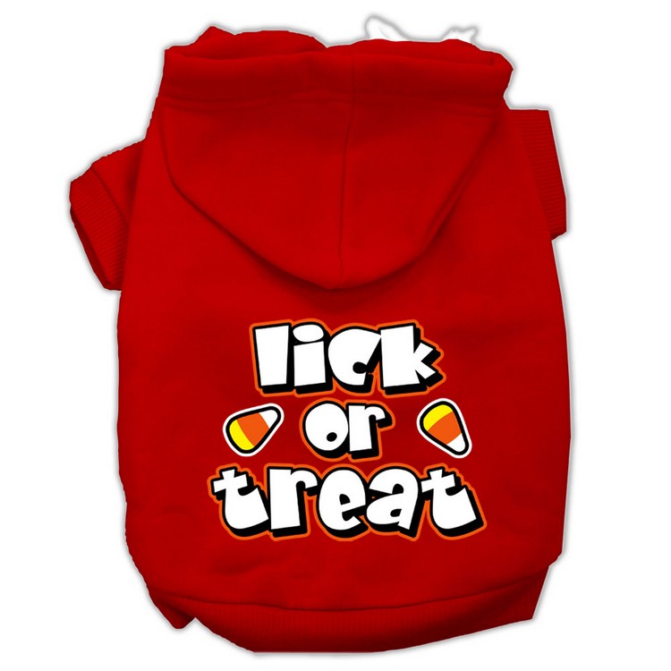 Lick Or Treat Screen Print Pet Hoodies Red Size M