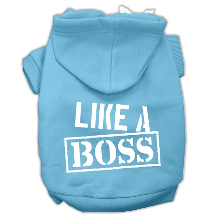 Like a Boss Screen Print Pet Hoodies Baby Blue Size Sm