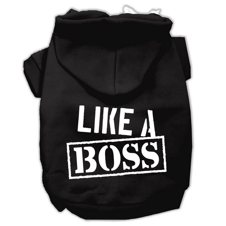 Like a Boss Screen Print Pet Hoodies Black Size Lg