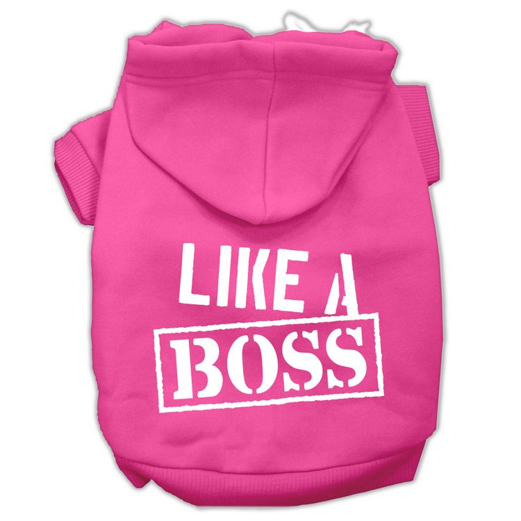 Like a Boss Screen Print Pet Hoodies Bright Pink Size XS