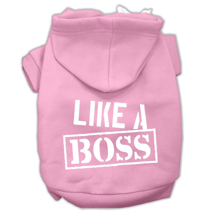 Like a Boss Screen Print Pet Hoodies Light Pink Size Sm