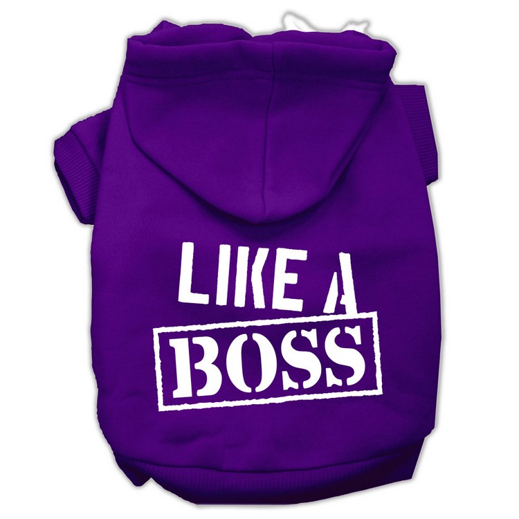 Like a Boss Screen Print Pet Hoodies Purple Size Med