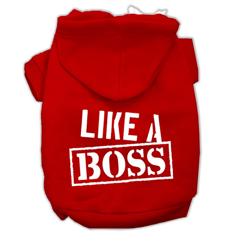 Like a Boss Screen Print Pet Hoodies Red Size Med