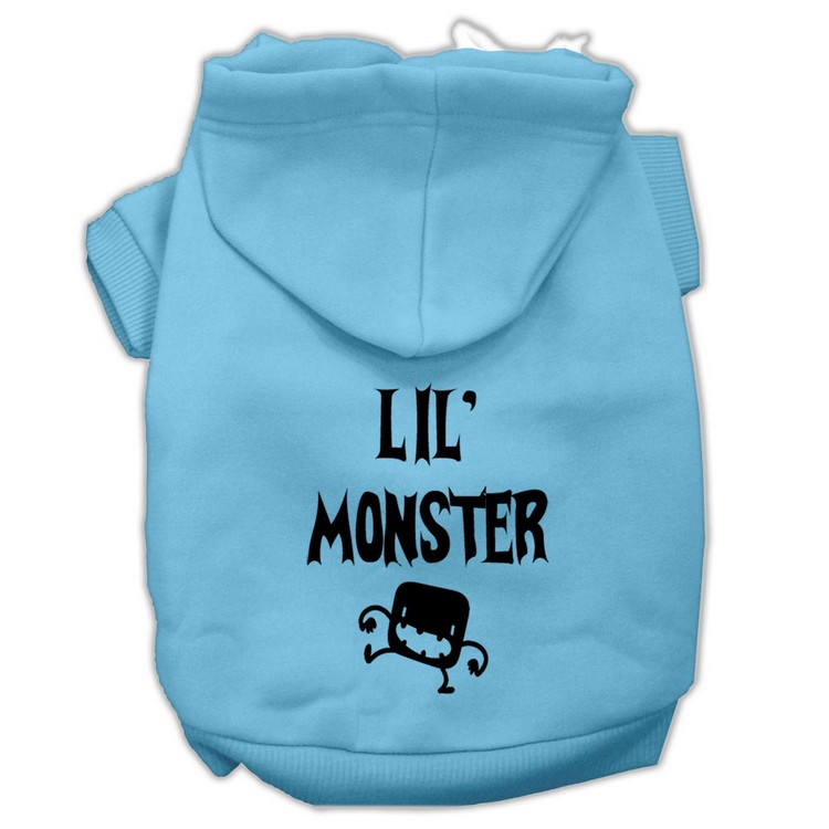 Lil Monster Screen Print Pet Hoodies Baby Blue Size Sm