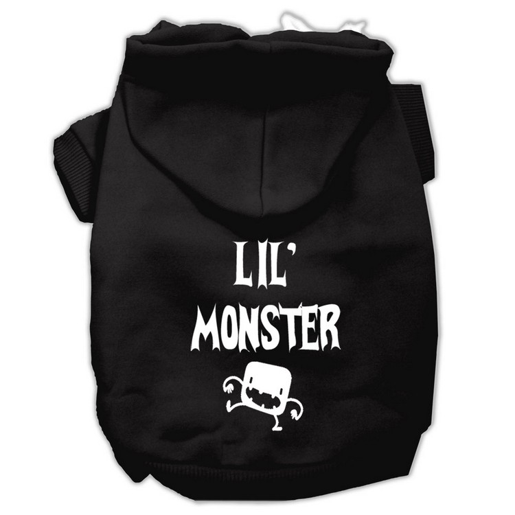 Lil Monster Screen Print Pet Hoodies Black Size Sm