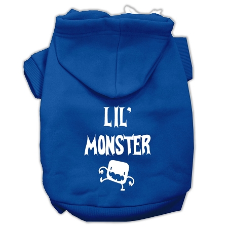 Lil Monster Screen Print Pet Hoodies Blue Size Med