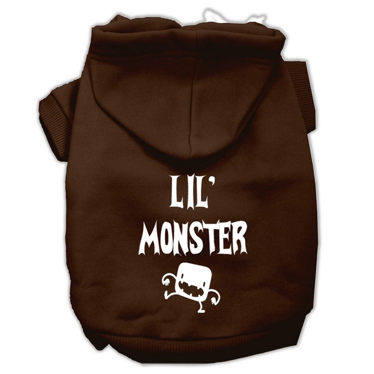 Lil Monster Screen Print Pet Hoodies Brown Size Lg
