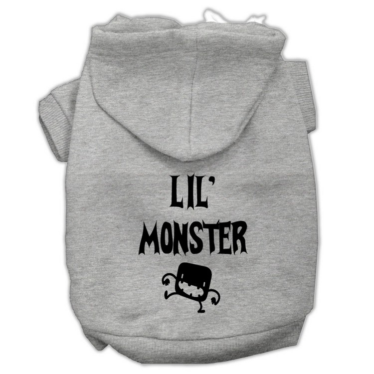 Lil Monster Screen Print Pet Hoodies Grey Size Lg