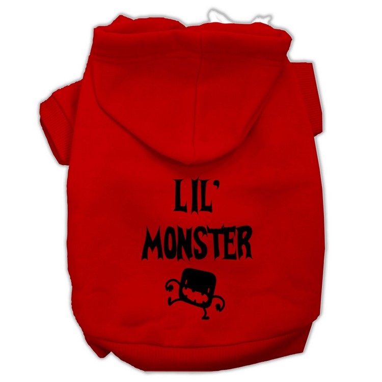 Lil Monster Screen Print Pet Hoodies Red Size Med