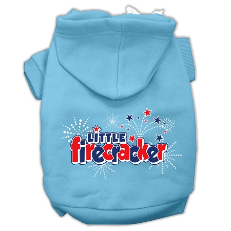 Little Firecracker Screen Print Pet Hoodies Baby Blue XL