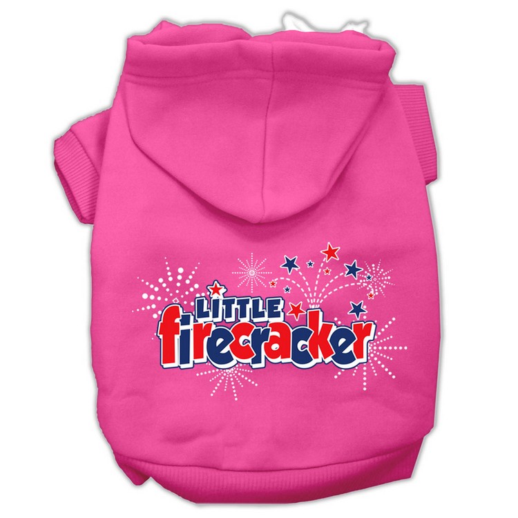 Little Firecracker Screen Print Pet Hoodies Bright Pink Size M