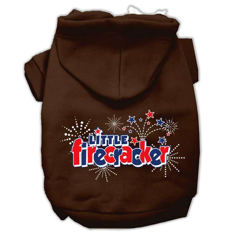 Little Firecracker Screen Print Pet Hoodies Brown Size XS